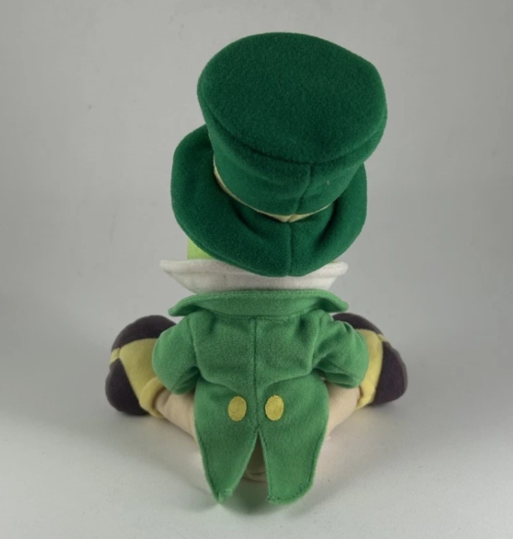 Vintage DISNEY Pinocchio Jiminy Cricket 8” Plush Toy St. Patrick’s Day