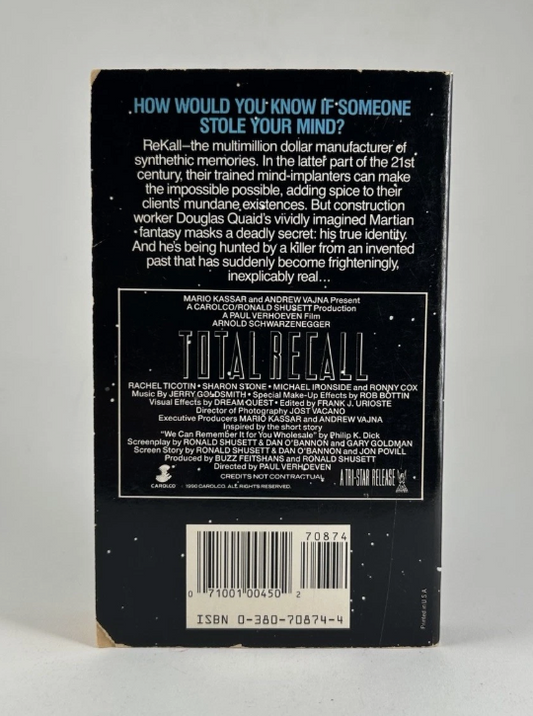 TOTAL RECALL by Piers Anthony 1990 Movie Tie-In Paperback Rare OOP HTF