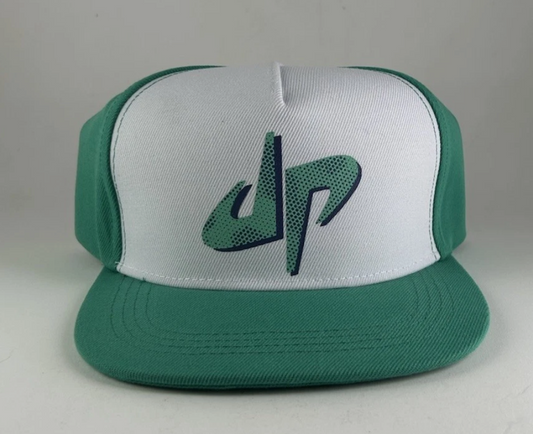 Dude Perfect DP Promo Snapback Hat Cap Sports Logo Green White OSFA Adjustable