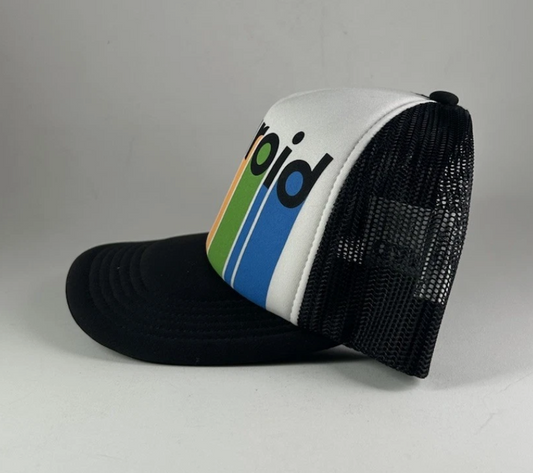 Polaroid Trucker Cap Snapback Puffy Color Spectrum Rainbow Black Mesh Hat NEW!