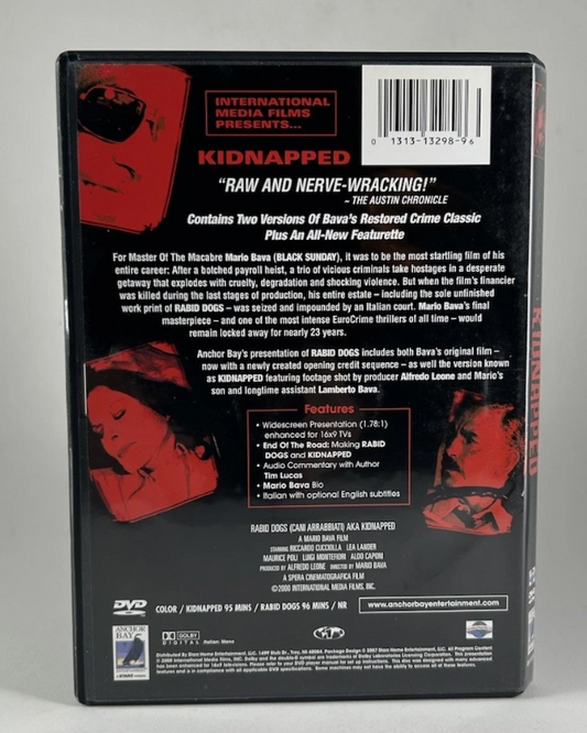 Mario Bava’s KIDNAPPED aka RABID DOGS (DVD, 2000) Anchor Bay Rare OOP HTF