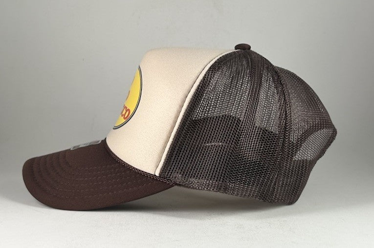 YO NO PESCO Trucker Hat/Snapback Cap, Brown/Beige Bass Fish OSFA NWT