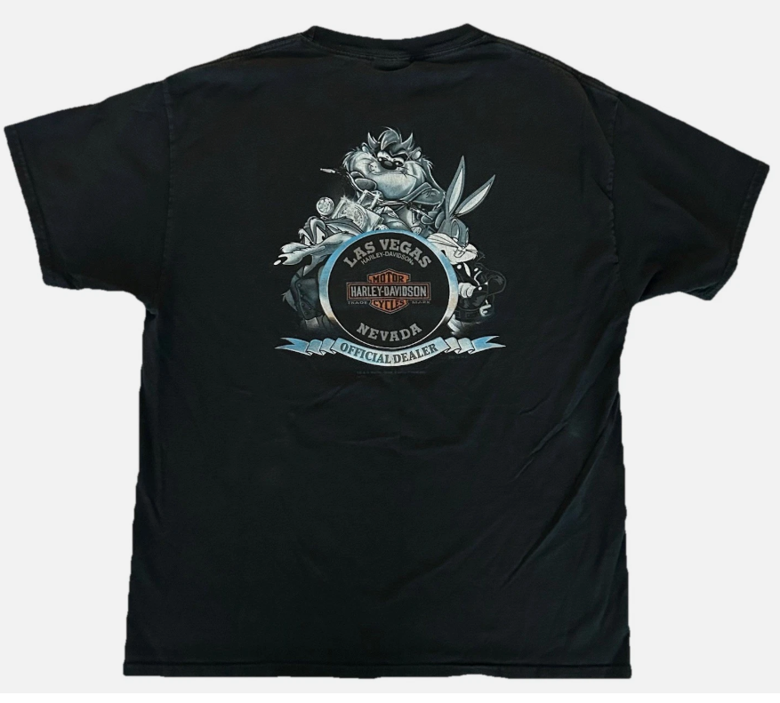 Harley Davidson LOONEY TUNES Las Vegas Marvin Martian Motorcycle Biker T-Shirt L