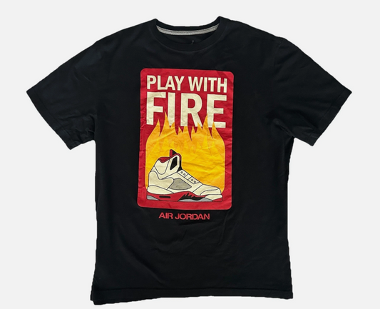 Nike Air Jordan 5 Retro "Play With Fire" Men's Black T-Shirt SIZE XL