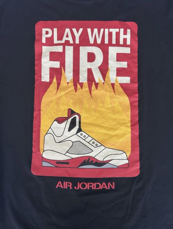 Nike Air Jordan 5 Retro "Play With Fire" Men's Black T-Shirt SIZE XL