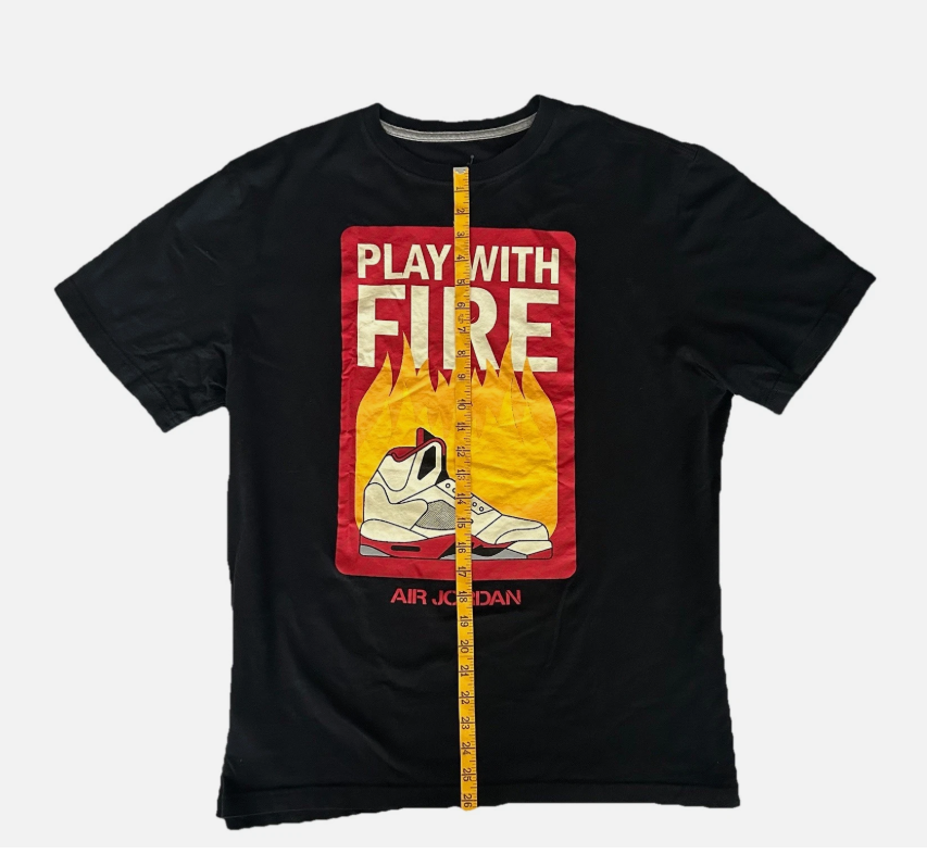 Nike Air Jordan 5 Retro "Play With Fire" Men's Black T-Shirt SIZE XL