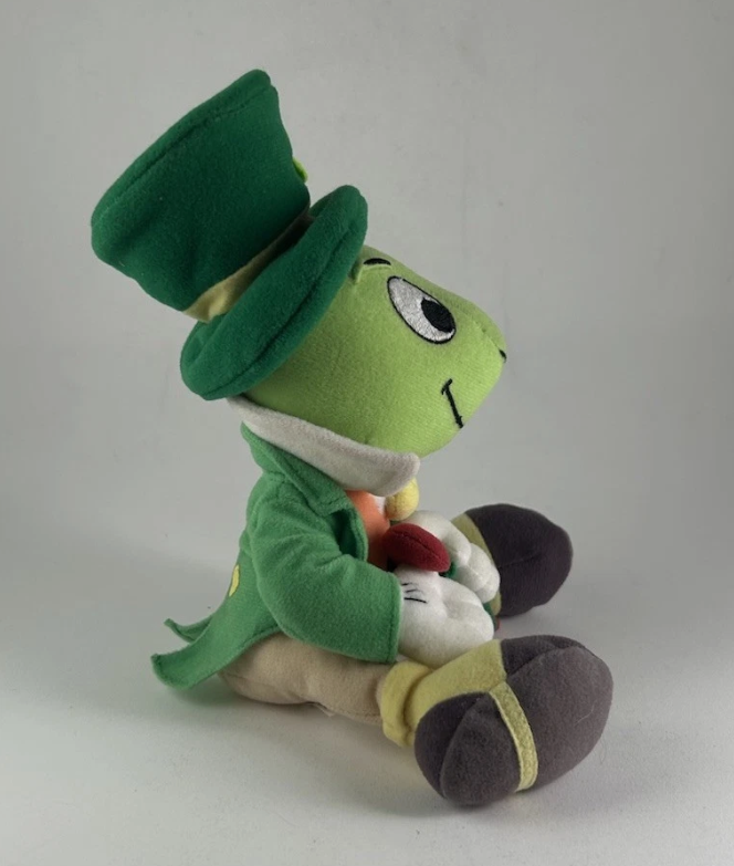 Vintage DISNEY Pinocchio Jiminy Cricket 8” Plush Toy St. Patrick’s Day