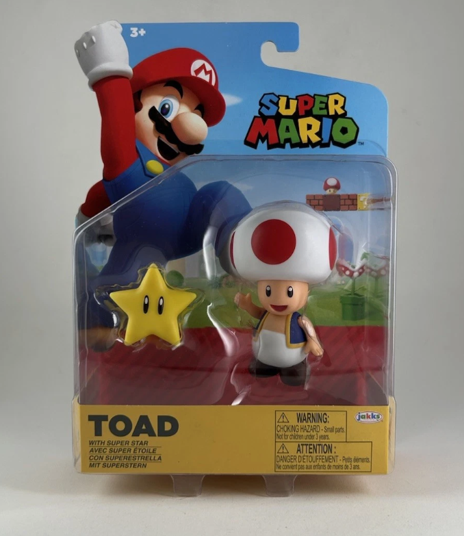 World of Nintendo Super Mario TOAD w/ STAR Action Figure Jakks MOC