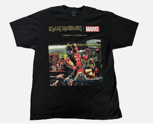 Iron Maiden x Marvel Deadpool “Stranger In A Strange Land” T Shirt Size Large