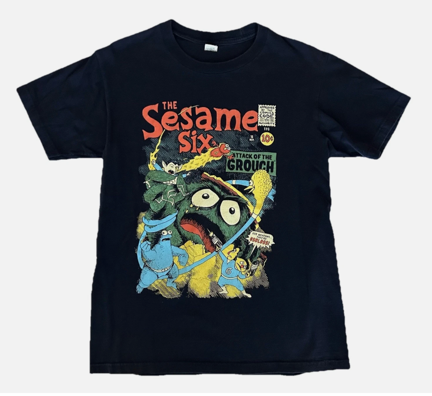Rare TeeFury SESAME SIX (Sesame Street Fantastic Four Parody) T-Shirt Size: Small