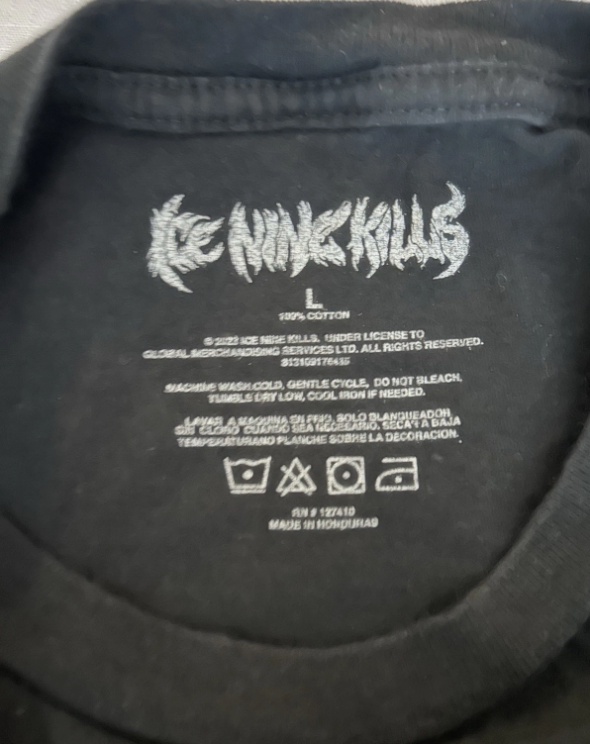 ICE NINE KILLS Jason Hockey Mask Horror Graphic Rock Band T Shirt Size: Large L