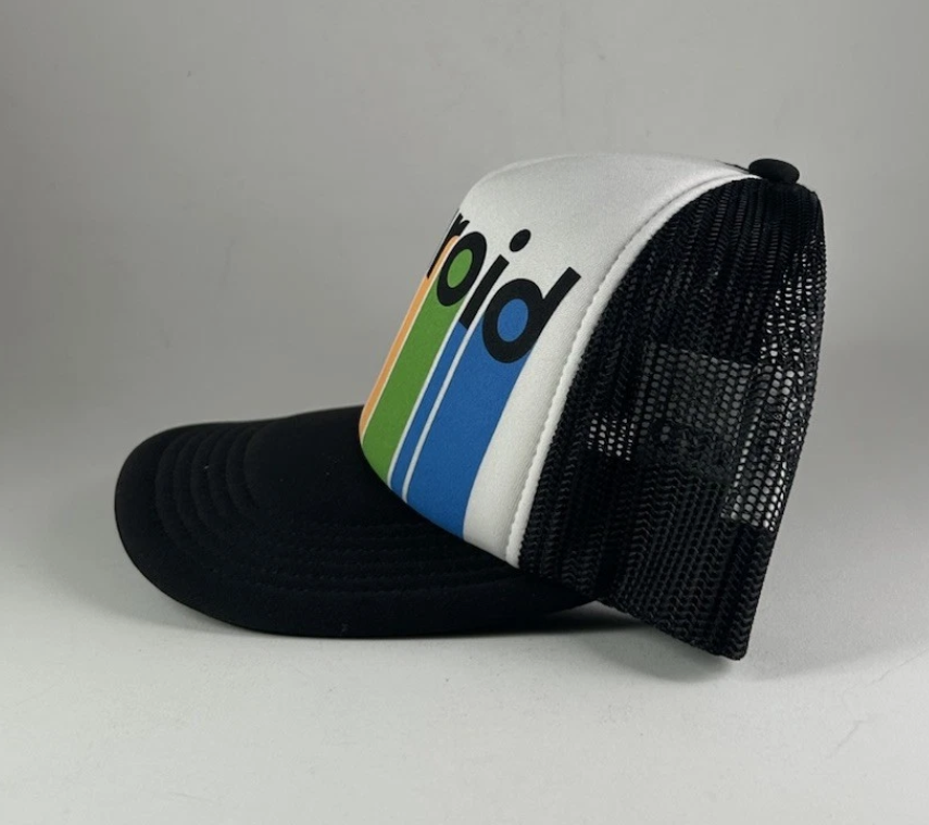 Polaroid Trucker Cap Snapback Puffy Color Spectrum Rainbow Black Mesh Hat NEW!