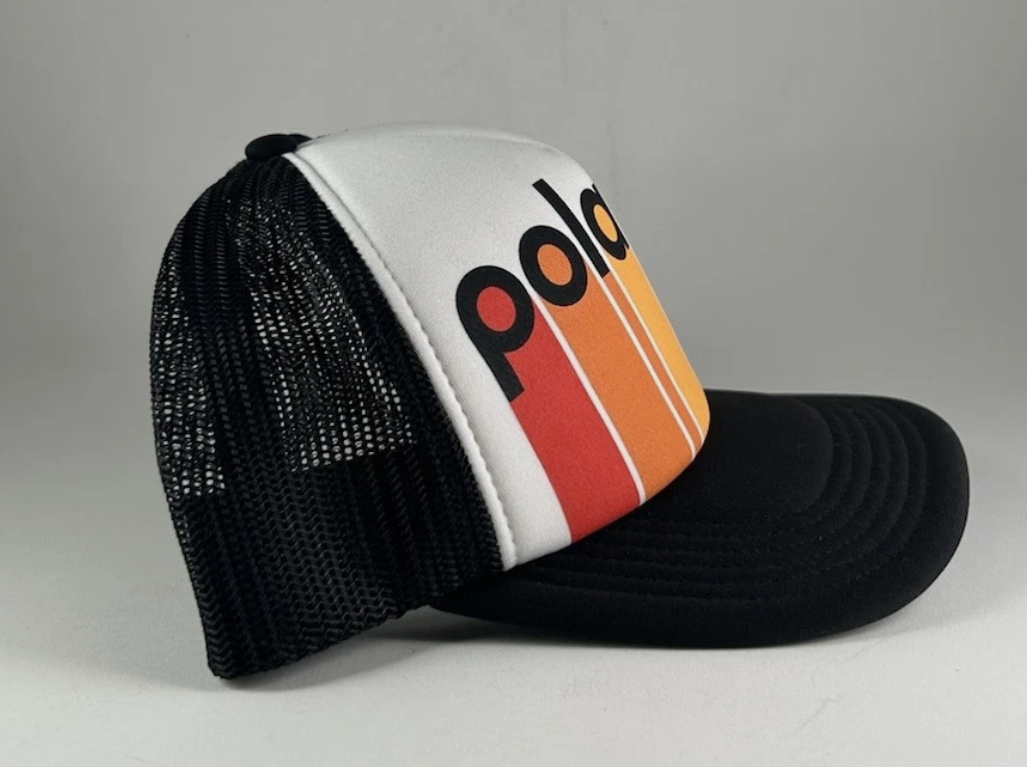 Polaroid Trucker Cap Snapback Puffy Color Spectrum Rainbow Black Mesh Hat NEW!