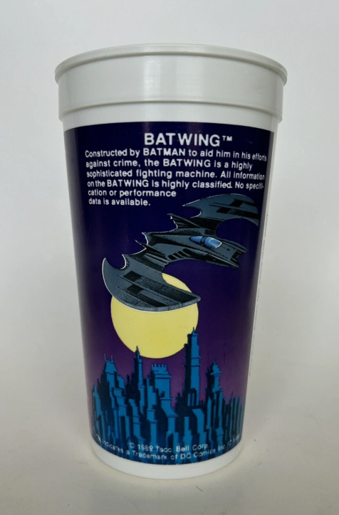 Vintage 1989 Taco Bell BATMAN (Batwing) Collectible Plastic Cup 32 OZ