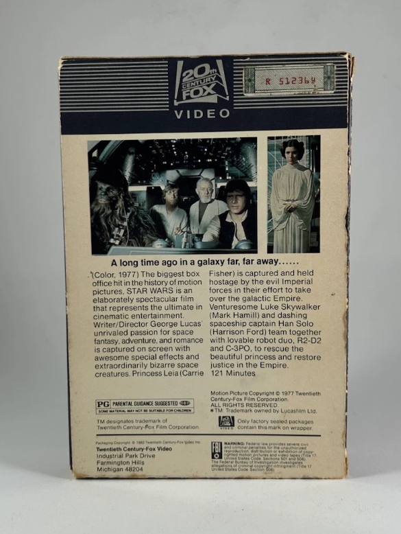 Vintage STAR WARS (VHS, 1982) Sliding Drawer Box Original 1130 w/ Serial Numbers